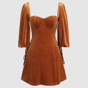 CIDER SOLID VELVET SWEETHEART MINI DRESS